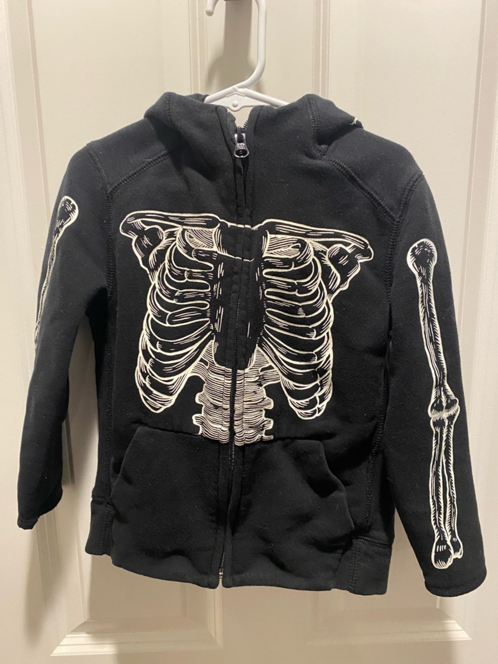 GAP Black Kids Zip Hoodie with Glow In The Dark  Skeleton Print EUC